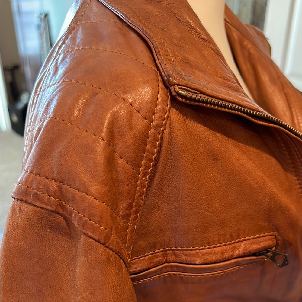 Tan Leather Jacket - Picture 6 of 10
